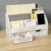 Whitewashed Wood Desktop Organizer with 2 Drawers - MyGift