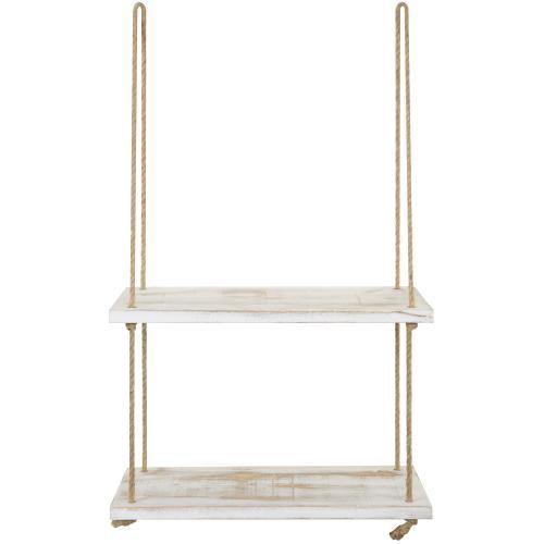 Whitewashed Wood Hanging Swing Rope Shelves - MyGift