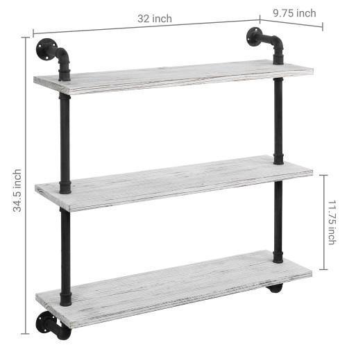 Whitewashed Wood & Industrial Pipe Shelving Unit - MyGift