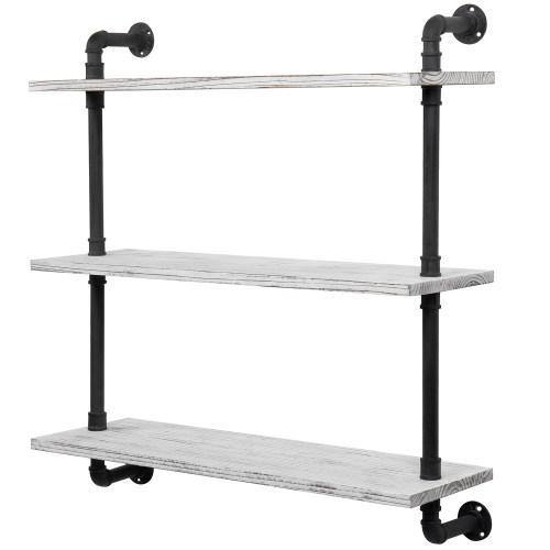 Whitewashed Wood & Industrial Pipe Shelving Unit - MyGift