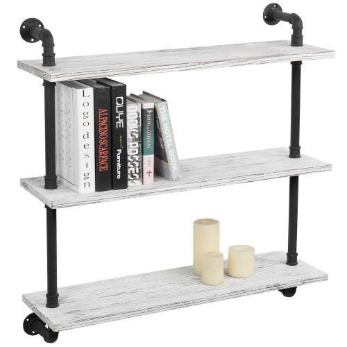 Whitewashed Wood & Industrial Pipe Shelving Unit - MyGift
