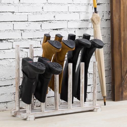 Whitewashed Wood Inverted Boot Storage Rack - MyGift