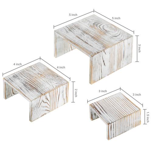 Whitewashed Wood Jewelry Riser Stands, Set of 3
