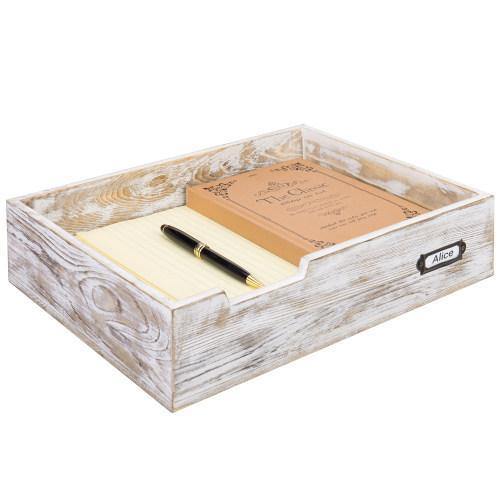 Whitewashed Wood Office Document Tray - MyGift