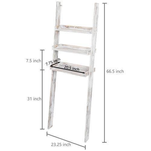 Whitewashed Wood Over-The-Toilet Ladder Shelf - MyGift
