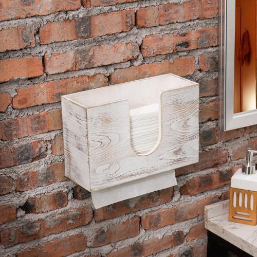 Whitewashed Wood Wall Mounted Paper Towel Holder - Thumbnail 3