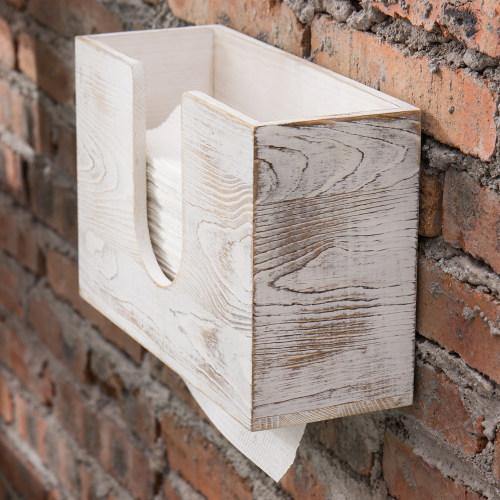 Whitewashed Wood Wall Mounted Paper Towel Holder - Thumbnail 4