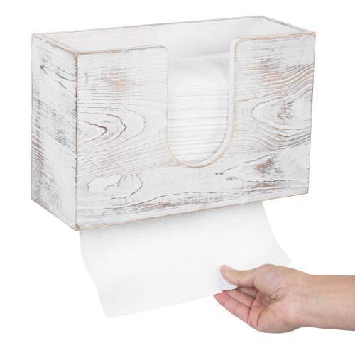 Whitewashed Wood Wall Mounted Paper Towel Holder