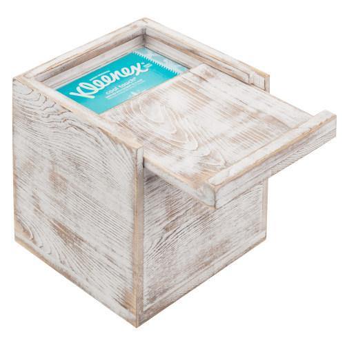 Whitewashed Wood Square Tissue Box Cover - MyGift