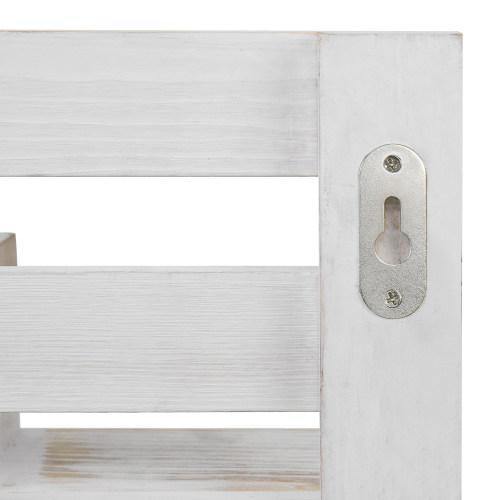 Whitewashed Wood Stair Display Shelf with Key Hooks - MyGift