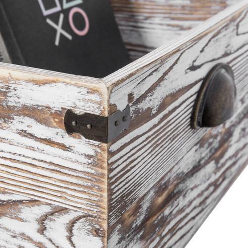 Whitewashed Wood Storage Crate with Metal Handles & Side Accent Wraps - MyGift