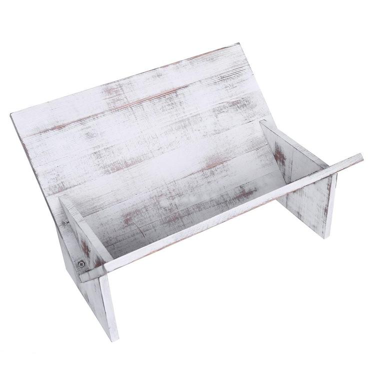 Rustic Vintage Whitewashed Wooden Tilted Desktop Bookshelf - MyGift Enterprise LLC
