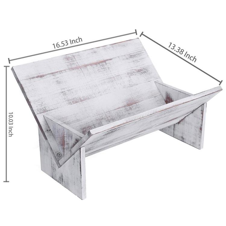 Rustic Vintage Whitewashed Wooden Tilted Desktop Bookshelf - MyGift Enterprise LLC