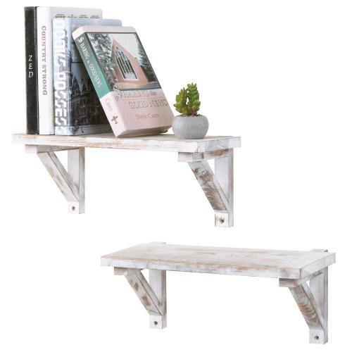 Whitewashed Wood Wall Shelves, Set of 2 - MyGift