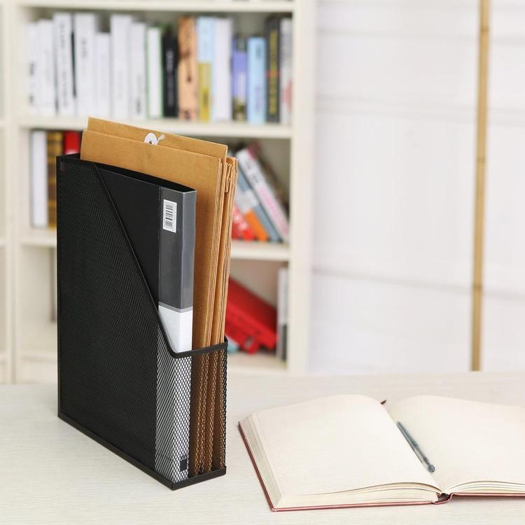 Wire Mesh Wall Mounted / Freestanding Document Rack, Set of 2, Black ...