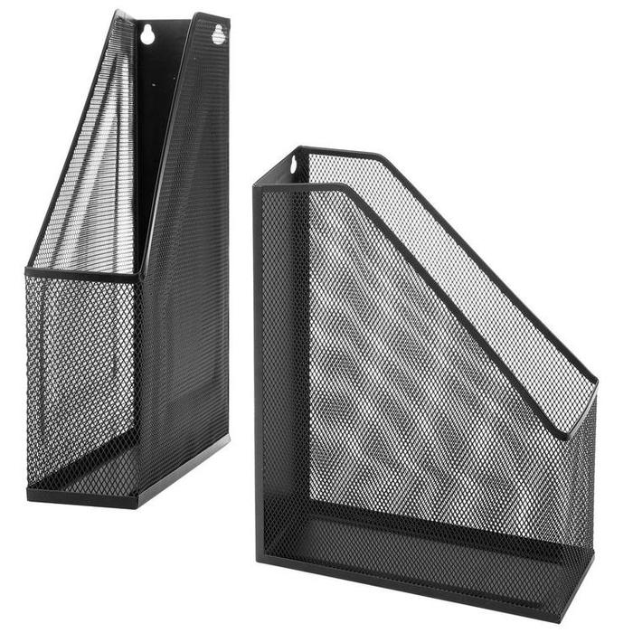 Wire Mesh Wall Mounted / Freestanding Document Rack, Set of 2, Black - MyGift Enterprise LLC