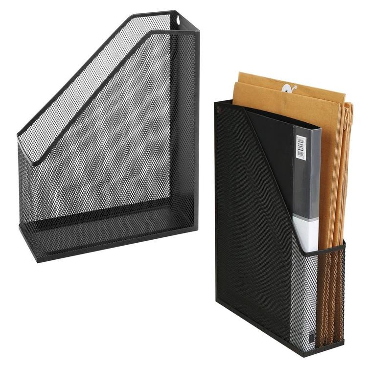 Wire Mesh Wall Mounted / Freestanding Document Rack, Set of 2, Black ...
