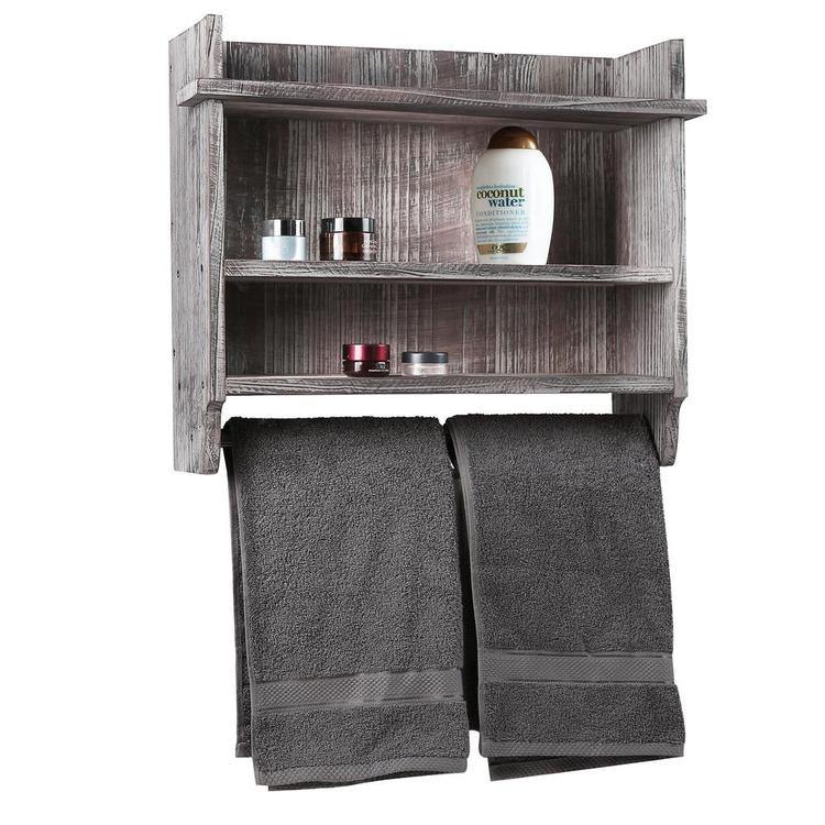 Wood Bathroom Organizer w/ Towel Bar - MyGift