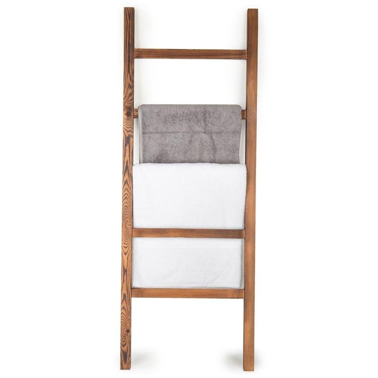 4.5-Foot Brown Wood Decorative Blanket Storage Ladder - MyGift Enterprise LLC