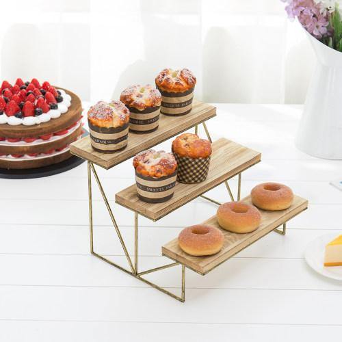 Wood & Brass Cupcake Display Riser - MyGift