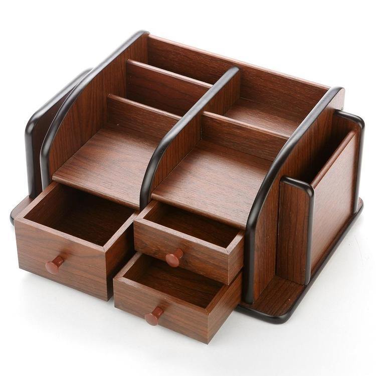 Wood Office Supplies Desk Organizer Rack - MyGift