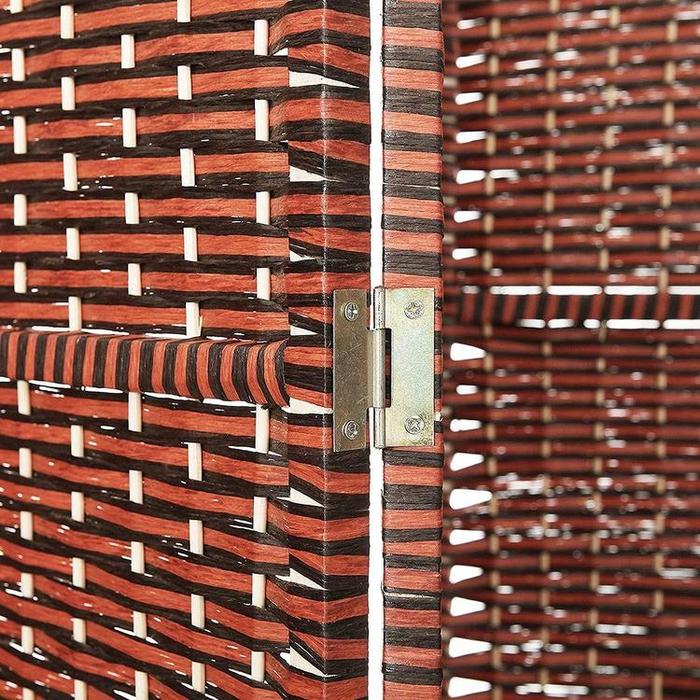 Woven Brown Rattan Wood Room Divider Screen, 4 Panel